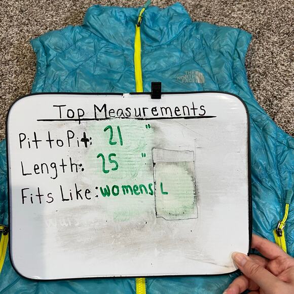 Women's Blue Yellow The North Face Summit Series 900 Goose Down Puffer Vest Sz L - Picture 9 of 9